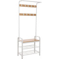 Klädhängare Med Sittbänk & Skohyllor Vit/Ek 72 cm