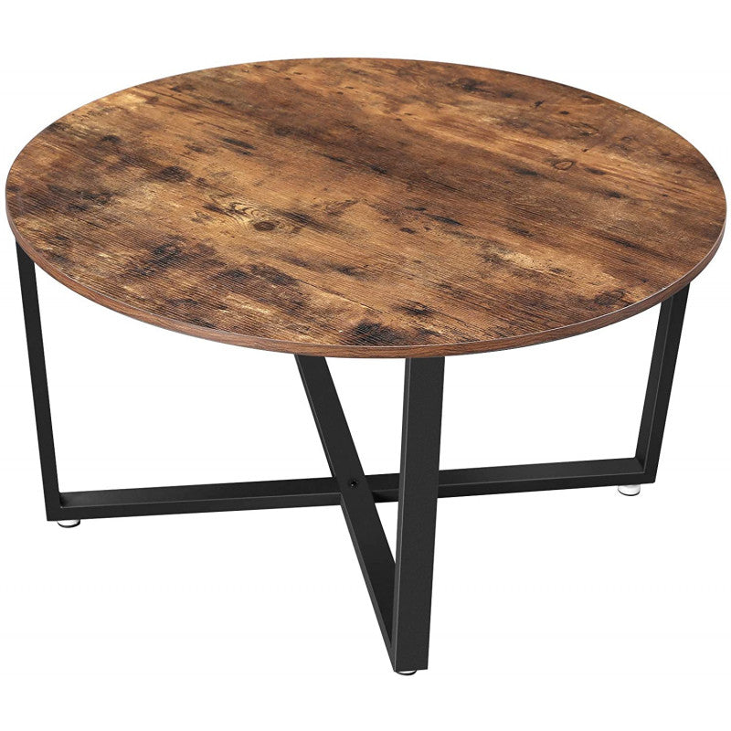 Runt Soffbord Industriell Vintage Brun/Svart 88 cm