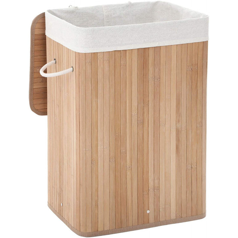 XL Tvättkorg i Bambu 72 L Med Lock
