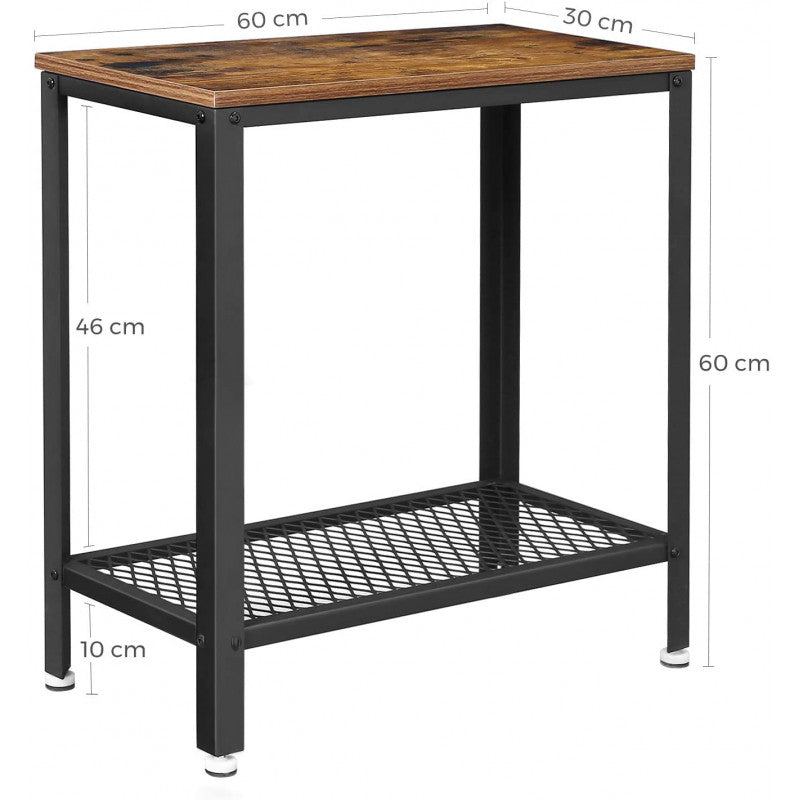 Sidobord Med Hylla 60x30x60 cm Vintage Brun/Svart